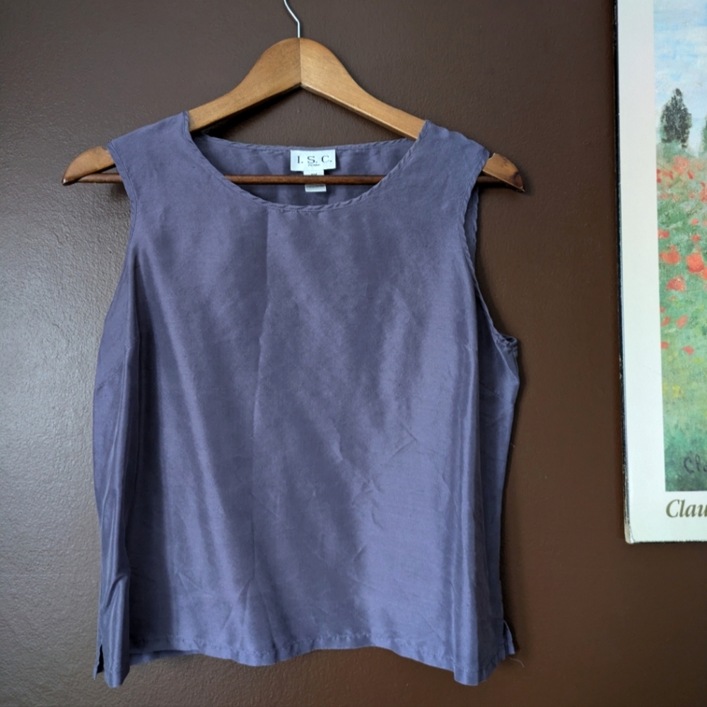 Pure Silk Violet Sleeveless Blouse